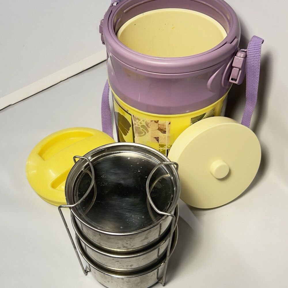Milton Odyssey Thermos-3 Stackable Steel Storage Food Compartments w/Lids, Strap